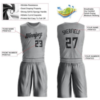 Custom Gray Black Round Neck Basketball Uniform Jersey