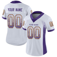 Custom White Purple-Gold Drift Fashion Football Jersey