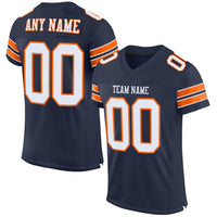 Custom Football Jersey - Navy White-Orange Mesh Authentic