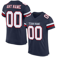 Custom Football Jersey - Navy White-Red Mesh Authentic