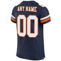 Custom Football Jersey - Navy White-Orange Mesh Authentic