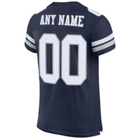 Custom Football Jersey - Navy White-Light Gray Mesh Authentic