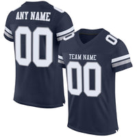 Custom Football Jersey - Navy White-Light Gray Mesh Authentic