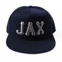 Custom Navy Gray-White Stitched Adjustable Snapback Hat