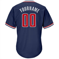 Custom Navy Red-White Authentic Throwback Rib-Knit Baseball Jersey Shirt