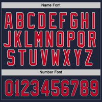 Custom Navy Red-Gray Hockey Jersey