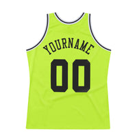 Custom Basketball Jersey - Neon Green Black-White Authentic Throwback
