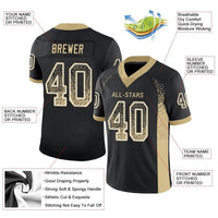Custom Football Jersey - Black Vegas Gold-White Drift Fashion