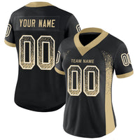 Custom Football Jersey - Black Vegas Gold-White Drift Fashion
