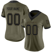 Custom Football Jersey - Olive Black-Old Gold Mesh Salute To Service