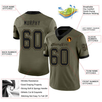 Custom Football Jersey - Olive Black-Old Gold Mesh Salute To Service