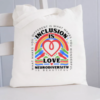 Inclusion Is Love Neurodiversity Canvas Tote Bag
