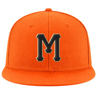Custom Orange Black-Old Gold Stitched Adjustable Snapback Hat