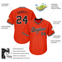 Custom Orange Black-White Authentic Throwback Rib-Knit Baseball Jersey Shirt