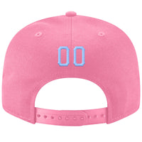 Custom Pink Light Blue-White Stitched Adjustable Snapback Hat