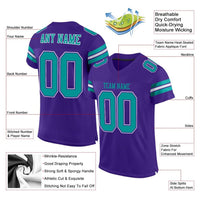 Custom Purple Aqua-White Mesh Authentic Football Jersey
