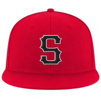 Custom Red Black-White Stitched Adjustable Snapback Hat