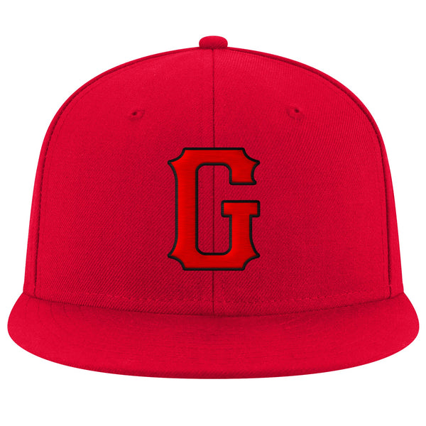 Custom Red Red-Black Stitched Adjustable Snapback Hat
