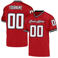 Custom Red White-Black Mesh Authentic Throwback Football Jersey