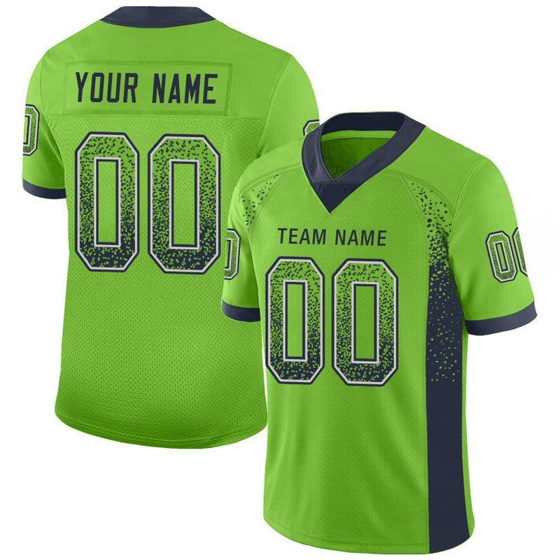 Custom Football Jersey - Neon Green Navy-Gray Drift Fashion