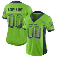 Custom Football Jersey - Neon Green Navy-Gray Drift Fashion