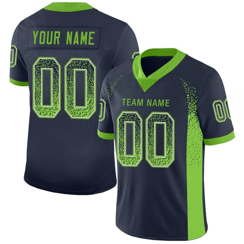 Custom Football Jersey - Navy Neon Green-Gray Drift Fashion