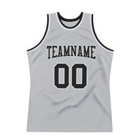 Custom Gray Black-White Authentic Throwback Basketball Jersey