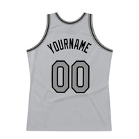 Custom Gray Steel Gray-Black Authentic Throwback Basketball Jersey