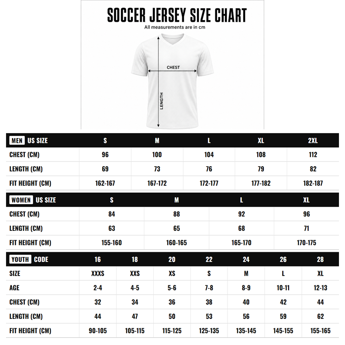 Custom Graffiti Pattern Kelly Green Black-Yellow Scratch Sublimation Soccer Uniform Jersey size chart