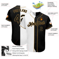 Custom Baseball Jersey - White-Black Old Gold Authentic Split Fashion