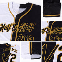 Custom Baseball Jersey - White-Black Old Gold Authentic Split Fashion