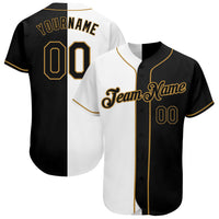 Custom Baseball Jersey - White-Black Old Gold Authentic Split Fashion