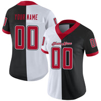 Custom Black Red-White Split Fashion Football Jersey