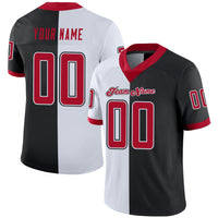 Custom Black Red-White Split Fashion Football Jersey