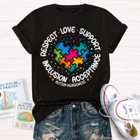 Love Support Acceptance Inclusion Respect Autism Awareness T-Shirt