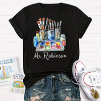 Personalized Name Painter Brush Art Teacher T-Shirt