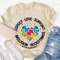 Love Support Acceptance Inclusion Respect Autism Awareness T-Shirt