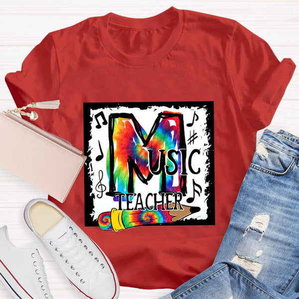 Colorful Music Note Teacher T-Shirt