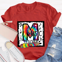 Colorful Music Note Teacher T-Shirt