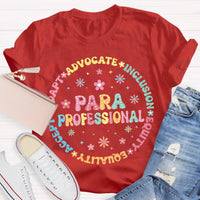 Para Professional Adapt Advocate Pink Flower Teacher T-Shirt