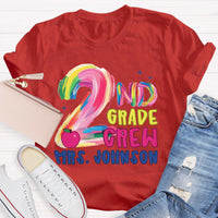 Personalized Grade And Name Pink Apple Teacher T-Shirt