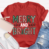 Merry And Bright Christmas Tree Teacher T-Shirt