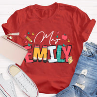 Personalize Name Apple Teacher T-Shirt