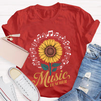 Music Teacher Sunflower Teacher T-Shirt