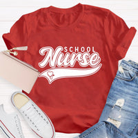 School Nurse Letter Printed T-Shirt