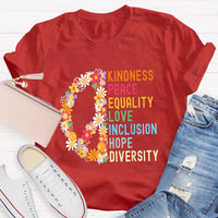 Kindness Peace And Love Flower Peace Sign T-Shirt