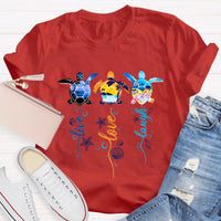 Purple and Pink Sea Turtle Swimming in Blue Ocean T-Shirt