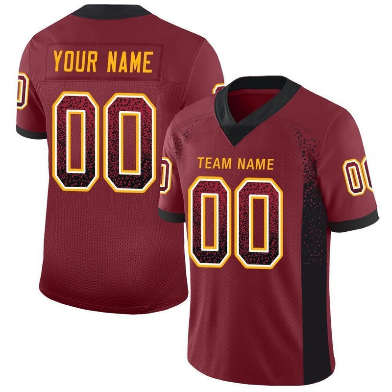 Custom Football Jersey - Burgundy Black-Gold Drift Fashion