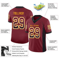 Custom Football Jersey - Burgundy Black-Gold Drift Fashion