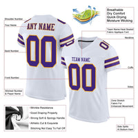 Custom White Purple-Gold Mesh Authentic Football Jersey